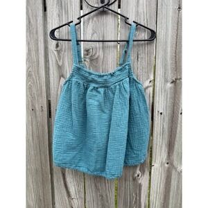 Joyspun Womens Teal Blue Crinkle Gauze Smocked Camisole Top Large 12-14